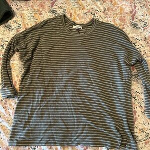 Carly Jean Los Angeles Striped Sweater - Olive and White